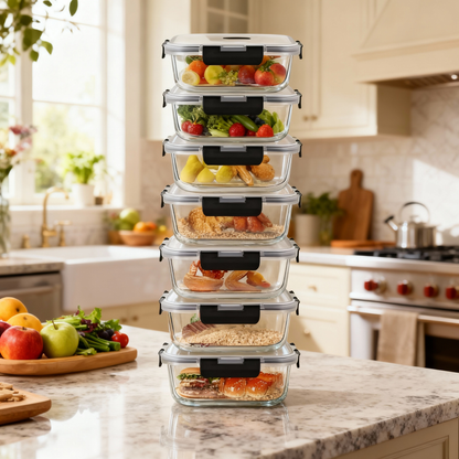 6er Set hochwertige, luftdichte Glasbehälter