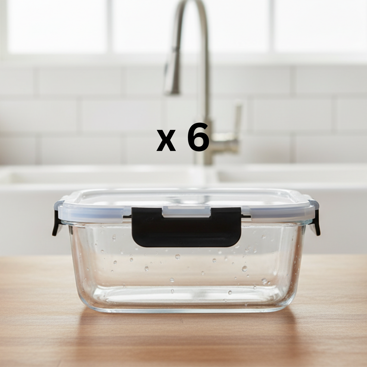 6er Set hochwertige, luftdichte Glasbehälter